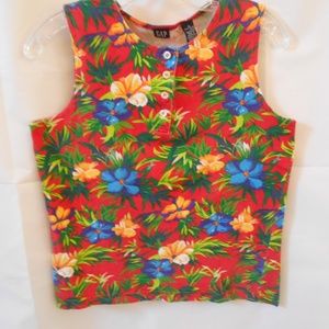 Gap Womens Top Medium Red Floral Sleeveless